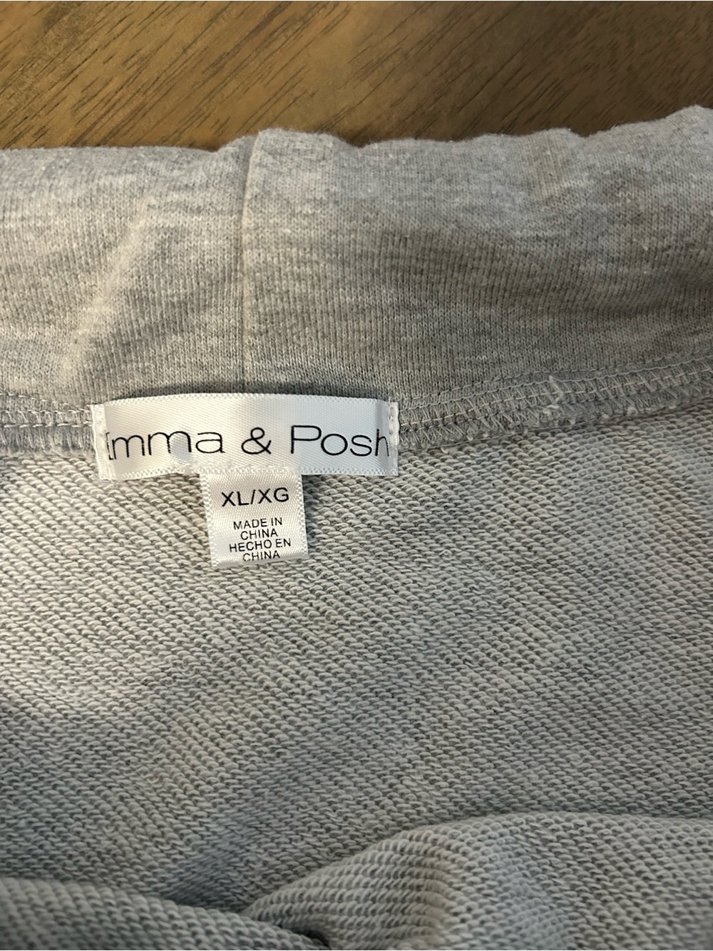 Off-Shoulder Gray Sweatshirt with Drawstring - Picture 4 of 5